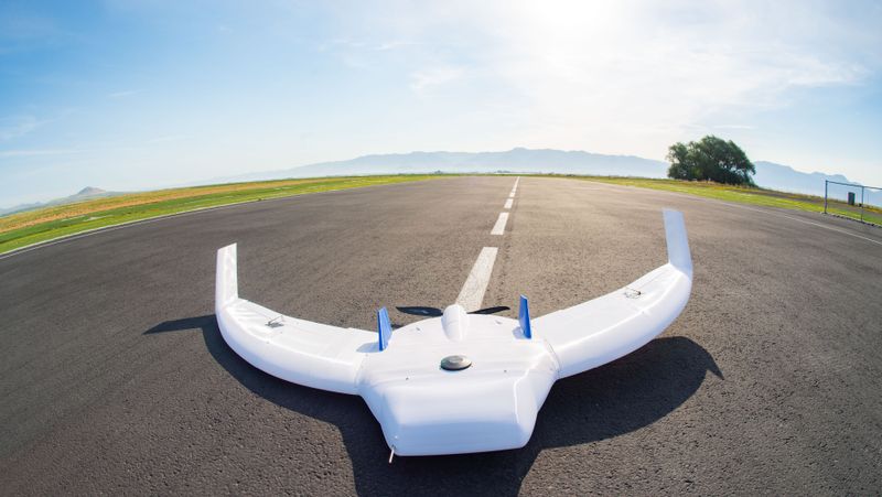 A 3-D printed UAS on a runway.