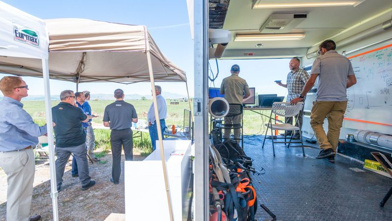 Staff at a flight demonstration event.