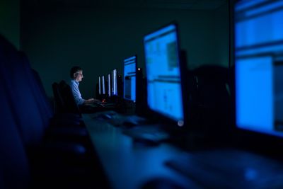 A person working at a computer.