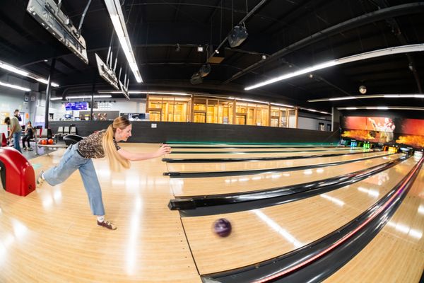 Interns bowling at an SDL intern activity.