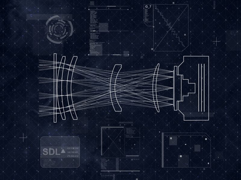 Optical ray tracing diagram for a sensor instrument.