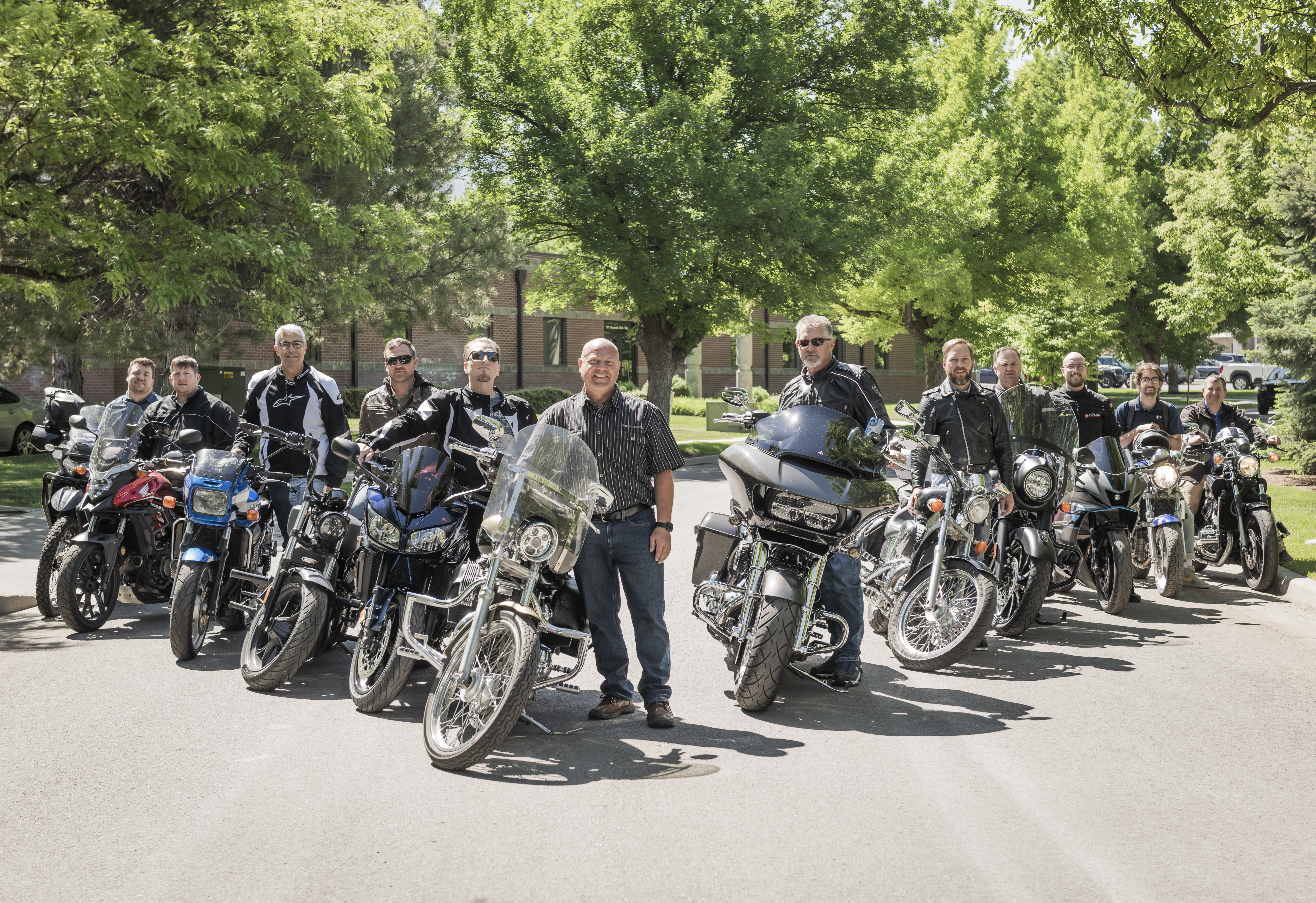 SDL’s Motorcycle club at SDL before a ride.